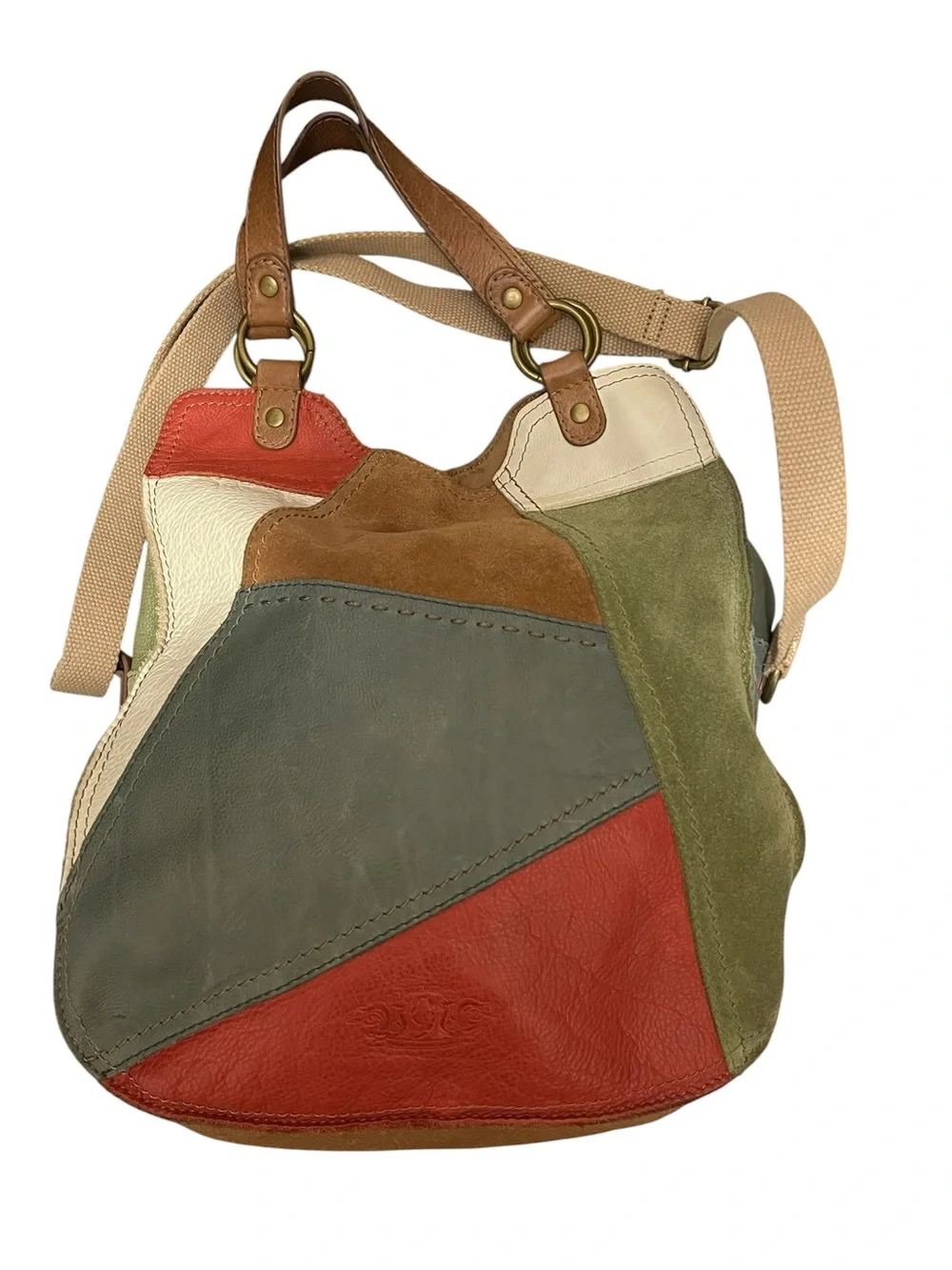 Nine West Vintage America Leather Suede Patchwork Y2K Retro Shoulder Bag